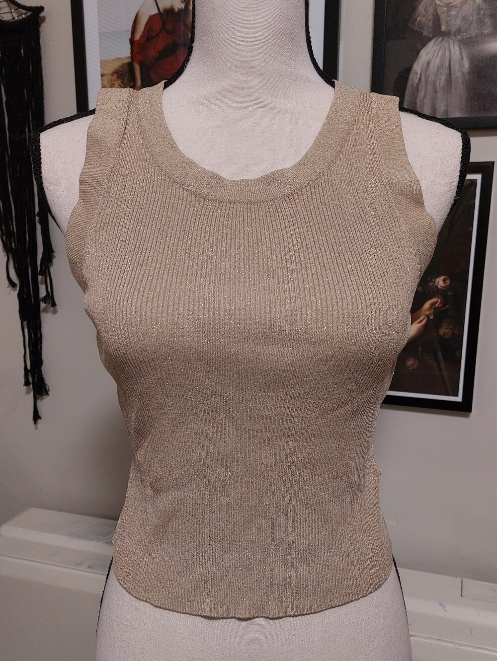 Gold Ribbed Crop Tank